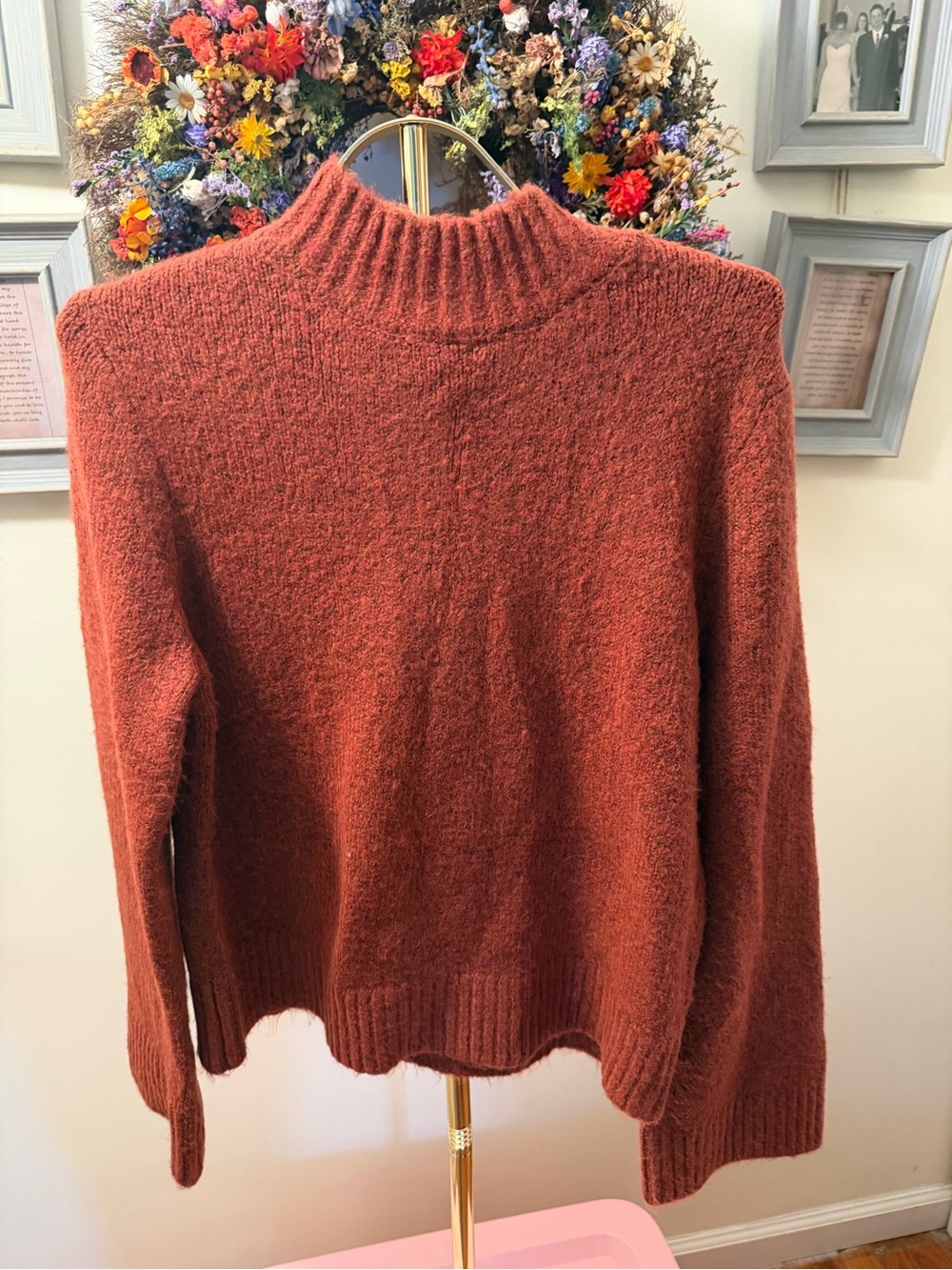 French Connection Rust Mock Neck Cowl Sweater